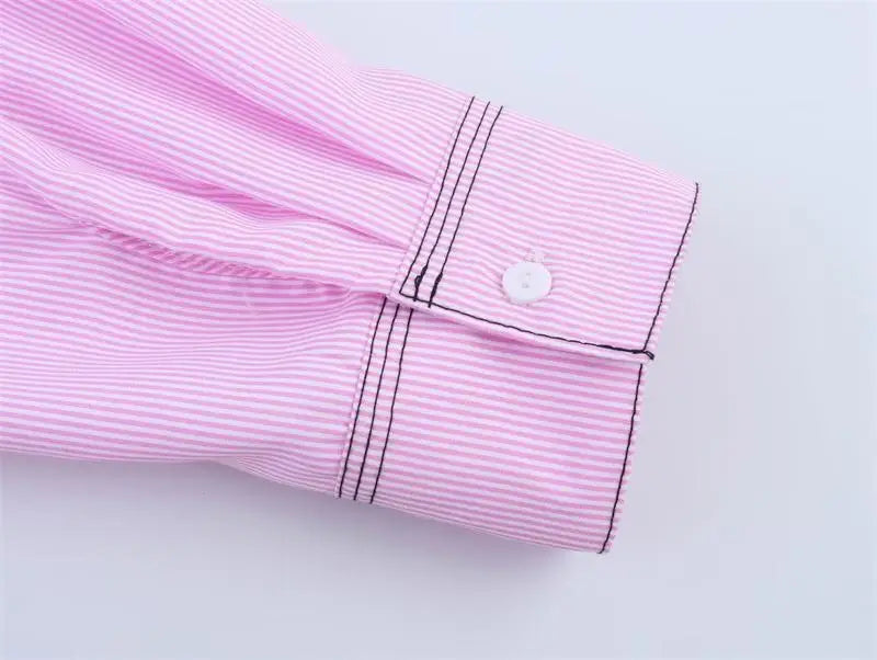 Spring Shirts Tops Women's 2025 New Chic Striped Slim Elegant Office Women's Shirt Fashion Street Youth Long-Sleeved Shirt