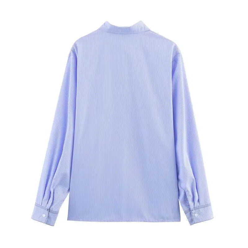 Spring Shirts Tops Women's 2025 New Chic Striped Slim Elegant Office Women's Shirt Fashion Street Youth Long-Sleeved Shirt