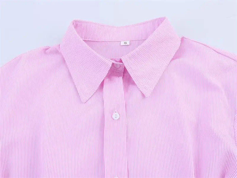 Spring Shirts Tops Women's 2025 New Chic Striped Slim Elegant Office Women's Shirt Fashion Street Youth Long-Sleeved Shirt