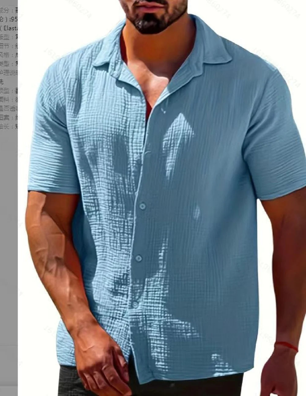 2025 Shirts  Summer Hot Selling Lapel Solid Color Short Sleeve Button Loose Breathable Sweat Absorption Men Casual Shirt Men