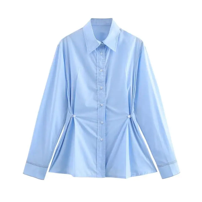 Spring Shirts Tops Women's 2025 New Chic Striped Slim Elegant Office Women's Shirt Fashion Street Youth Long-Sleeved Shirt