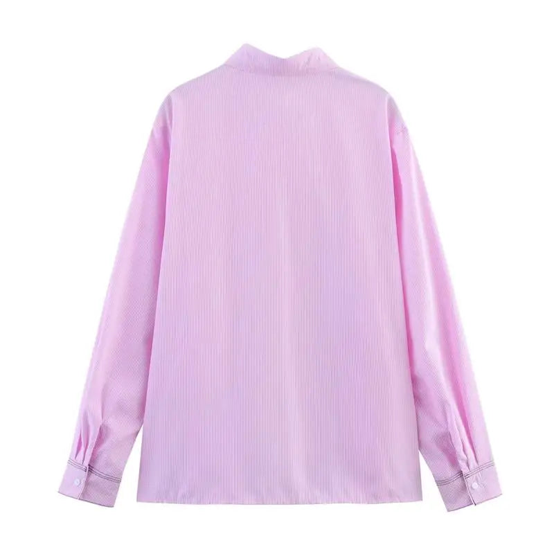 Spring Shirts Tops Women's 2025 New Chic Striped Slim Elegant Office Women's Shirt Fashion Street Youth Long-Sleeved Shirt
